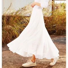 未使用 スカート チュールスカート マキシ ロングスカート フレアスカート ウエストゴム ボトムス ファッション 体型カバー レディース き