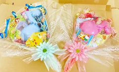 発表会に大好評！　音符風船付お菓子ブーケ♡2個　セット　プチギフト　発表会　結婚式　プレゼント　お配り用　映え　喜ばれる　贈り物　卒業　卒園　入学　お祝い　お配り用のサムネイル
