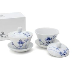 新品 ロイヤルコペンハーゲン 2500 ブルーパルメッテ 062 蓋つき カップ＆ソーサー ペア 210ml Royal Copenhagen Blue Palmette ギフト 結婚祝い プレゼント 贈り物 食器セット ギフトセット