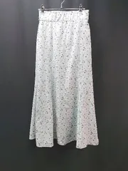 ◇ natural couture 総花柄 ウエストゴム 裏地あり かわいい ロング丈 フレア スカート サイズF ミント レディース E  【1310050016050】