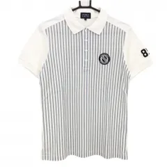 ★特価★パーリーゲイツ 半袖ポロシャツ 白×ネイビー 前身頃ストライプ メンズ 4(M) ゴルフウェア PEARLY GATES
