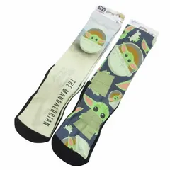 ディズニー Disney スターウォーズ マンダロリアン ベビーヨーダ ロングソックス 靴下 2足セット L/XL ブラック グリーン系 X
