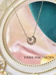 月と星の透かし彫りネックレス 三日月 天体モチーフ 純銀 シルバー925 ローズゴールド 華奢 きれいめ 透かし彫り  ネックレス　鎖骨チェーン　おしゃれ　高級感　月　星　天体　天文学　三日月　くり抜き　銀　きれいめ