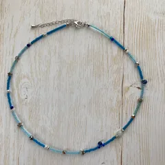 ビーズネックレス／チョーカー ブルー系