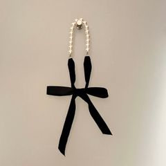 【90】rinnu  パール　ベロアリボン　ネックレス　2way