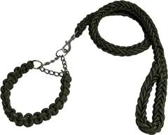 Avidora 犬 リード 首輪 セット ハーフ チョーク チェーン パラコード ナイロン ロープ ペット 猫 軽量 中型 大型 アーミーグリーン L [アーミーグリーン] [L（首周り約42〜53cm）]