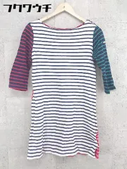 ◇ BEAMS HEART ビームスハート ボーダー柄 七分袖 ミニ ワンピース ホワイト レッド レディース 【中古】 【1002802589218】