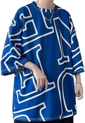 emptio エンプティオ tシャツ 半袖 アメカジ アウトドア 大きいサイズ バックプリント ドライ スポーツ メンズ フィット フィットネス イラスト 可愛い 面白い オーバーサイズ(ブルー(英字ロゴ),  XL)