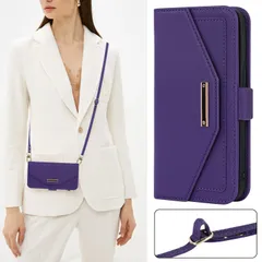 【Hamany】 iphone 14 pro max ケース ショルダー 鏡 iphone14プロマックスケース 手帳型 ストラップ付き ミラー カード収納 財布 いphone14pro max ケース クロスボディケース 肩がけ 耐衝撃 レザー