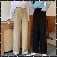 ストレートパンツ 美脚 セミワイドパンツレディース ハイウエスト スーツパンツ 通勤 OL オフィス ロングパンツ 薄手ウエスト紐調節 ボトムス 春秋夏きれいめ着やせ ボトムス スラックス パンツ 無地イージーパンツ