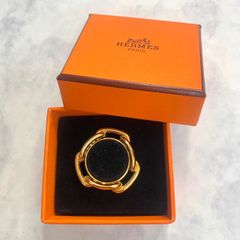 ★新品未使用HERMES シェークダンクルゴールドスカーフリング 箱付き HERMES - □未使用□ エルメス シェーヌダンクル スカーフ