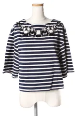 ルシェルブルー LE CIEL BLEU 16SS ビジュー ボーダー カットソー /fy0508