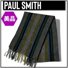 Paul Smith ポール・スミス ウール マフラー メンズ グレーネイビー  イエロー グリーン NP‐G‐0080