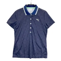サイズ：S PUMA GOLF プーマゴルフ  半袖ポロシャツ ロゴ総柄 ネイビー系 [240101444844] ゴルフウェア レディース ストスト