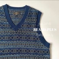 【良品】 BEAMS PLUS / インディゴ　フェアアイル　ニットベスト