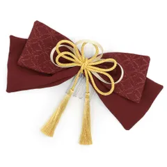 髪飾り リボン 卒業式 袴 赤 臙脂 ゴールド ちりめん 房 組紐 和柄 七宝繋ぎ 大人可愛い 粋 日本製 お洒落 成人式 振袖 前撮り No.9-5208