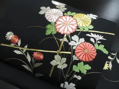 2502-105 名古屋帯 九寸 美品 正絹 着物 名古屋仕立て 刺繍