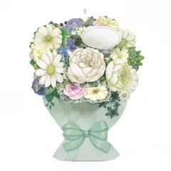 【ネコポスゆうパケット】 グリーティングカード 多目的 ポップアップカード P1718 フローラル グリーン系ブーケ サンリオ 立体カード 飛び出すカード バースデカード お誕生日カード 感謝　お祝い 多用途