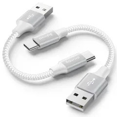 USB Type C ケーブル 白【0.3m 2本セット】Baiwwa USB-A to USB-C 急速充電 ケーブル タイプC ケーブル 高速データ転送 iPhone 16 15 Pro Plus、Galaxy S22 S21 S20 S10 S9 A21