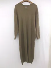 ◇ SENSE OF PLACE URBAN RESEARCH キーネック ニット 長袖 膝下丈 ワンピース サイズF ブラウン系 レディース E  【1306210003374】