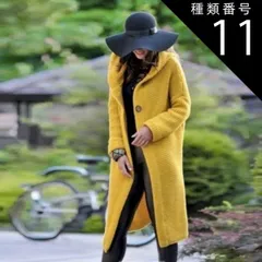 種類11：グレー/2XL フーディー ニットカーディガン レディース コート アウター ロングコート チェスターコート ロング ロング丈 袖あり 長袖 ボリューム袖 フード付き ポケット リブ 前開き リブニット 編み込み ニット かわいい 大人可愛い きれい