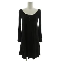 クイーンズコート QUEENS COURT ワンピース ひざ丈 長袖 カシミヤ混 ブラック 黒 2