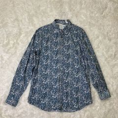 ポールスミス 長袖シャツ リバティフローラル 花柄 蝶貝ボタン 青 Mサイズ ★お値段交渉を受け付けます。