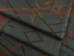 平和屋着物●本場大島紬　一元7マルキ　幾何学枝葉文　正絹　逸品　未使用　AAAX6978ck