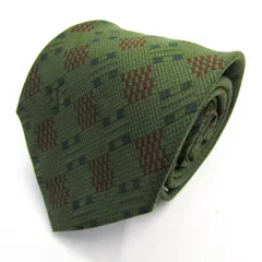 ヴァレンティノ ガラヴァーニ ブランド ネクタイ チェック柄 ドット シルク イタリア製 PO メンズ カーキ VALENTINO GARAVANI 【中古】