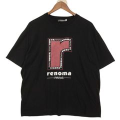 renoma レノマ 春夏★ 半袖 ロゴプリント グラフィック Tシャツ カットソー Sz.L メンズ 黒のサムネイル