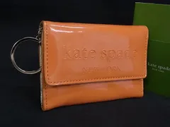 ■極美品■ kate spade ケイトスペード パテントレザー フラグメントケース コインケース カードケース レディース オレンジ系 DI7728
