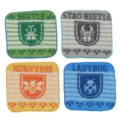 【メール便】ピッコリーノ ハンドタオル ミニタオル4枚組 昆虫コレクション 新入学 丸眞 ギフト かわいい ハンカチ グッズ 