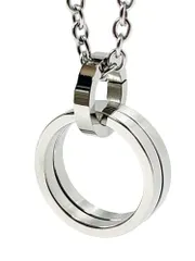 【在庫セール】アクセサリー ステンレス シンプル シルバー ダブルリング トップ ペンダント ジュエリー レディース メンズ アレルギーフリー ネックレス (ダブルリング/シルバー) [YAHANE]