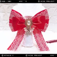 キンブレリボン ペンライトリボン 白レース×レッド ★ハンドメイド