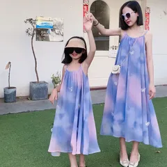 ビーチウェア 親子ペアルック 親子服 親子コーデ お揃い 親子 キャミソールワンピース ロングワンピース ドレス お揃い ペアルック マッチング衣装 リゾート 海 母 娘 ママ ガール 子供 女性 夏