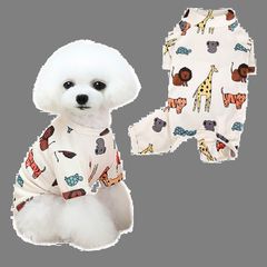 【在庫処分】AmzBarley 犬 服 ロンパース パジャマ つなぎ 可愛い 動物柄 小型犬 中型犬 犬 服 秋 冬 パジャマ 四つの足 超柔らかい カバーオール 保温 毛落ち防止 着せやすい 普段着 部屋着 寝間着 伸縮性 通気性 洗濯機洗い可 ペット シャ
