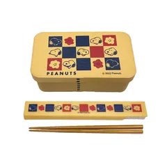 2点セット　カミオ　スヌーピー　PEANUTS　スクエアランチボックス 207068・はし箱セット 207069