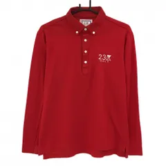 23区ゴルフ 長袖ポロシャツ レッド ロゴ白 ボタンダウン バランスシリーズ メンズ L ゴルフウェア 23区
