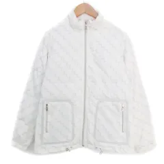 ランバン LANVIN ダウンジャケット ミドル丈 スタンドカラー 総裏地 ジップアップ 総柄 38 M 白 グレー ホワイト /FF3のサムネイル