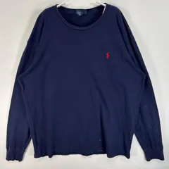 古着 90's/90年代 ポロバイラルフローレン Polo by Ralph Lauren 長袖Tシャツ ロゴ 刺繍 クルーネック L  ネイビー 無地 メンズ