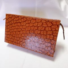 新品 未使用 フランス製 四角  レザー ポーチ 本革 セカンドバッグ 小さめ おしゃれ ブラウン