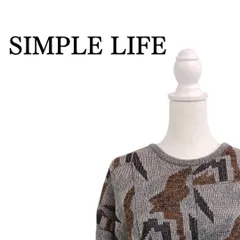 SIMPLE LIFE シンプルライフ 幾何学模様 長袖 ニット プルオーバー Mサイズ 秋 冬