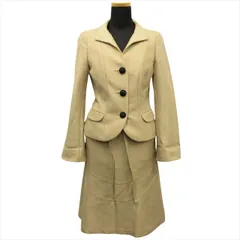 美品 トゥービーシック TO BE CHIC セットアップ スカート スーツ テーラード ジャケット ラメ糸 ウール 38 ベージュ レディースのサムネイル