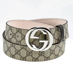 新品 グッチ GUCCI ベルト メンズ GGスプリームキャンバス インターロッキングG バックル ベージュ×ブラウン 411924 KGDHN 9643 プレゼント 実用的 父の日