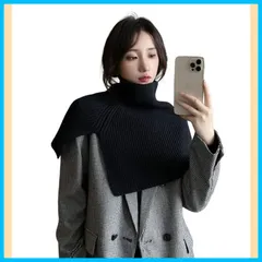 【特価商品】ニット スリット入り 付け襟 マフラー つけえり ネックウォーマー レディース リブニット ハイネック スカーフ スヌード トレンド 付け衿 ポンチョ ケープ [Gincci] 重ね着 防寒 保温 秋冬 おしゃれ