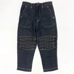 35i9 COMME des GARCONS JUNYA WATANABE MAN コムデギャルソン ジュンヤワタナベマン 日本製 リネンデニム ステッチデザイン クロップド デニムパンツ ボトムス Mサイズ インディゴブルー メンズk02i