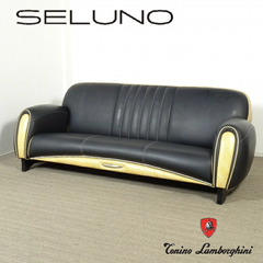 ◾︎SELUNO◾︎ 展示美品】 Formitalia フォルミタリア  × Tonino Lamborghini トニーノ ランボルギーニ  3人掛けソファ / 黒本革・オーストリッチ 180万 v437