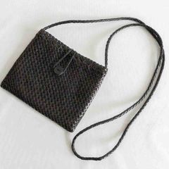 【美品】DRAGON【レザー メッシュ ショルダー バッグ】 ブラウン 編み込み ドラゴン サコッシュ 25050278