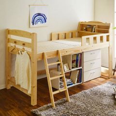 定価11万 モダンデコ ロフトベッド 木製 ブラウン 雲のやすらぎ 