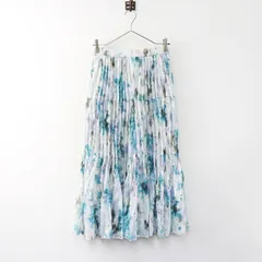 未使用 定価2.2万 2025SS ストラ Stola. ぼかしフラワープリントティアードプリーツスカート 36/ブルーグリーン系 フレア【2400014448054】